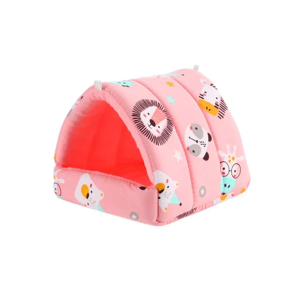 Warm Plush Small Animal Sleeping Bed | Cozy Winter Guinea Pig Nest & Hamster House | Rabbit Squirrel Snuggle Mat