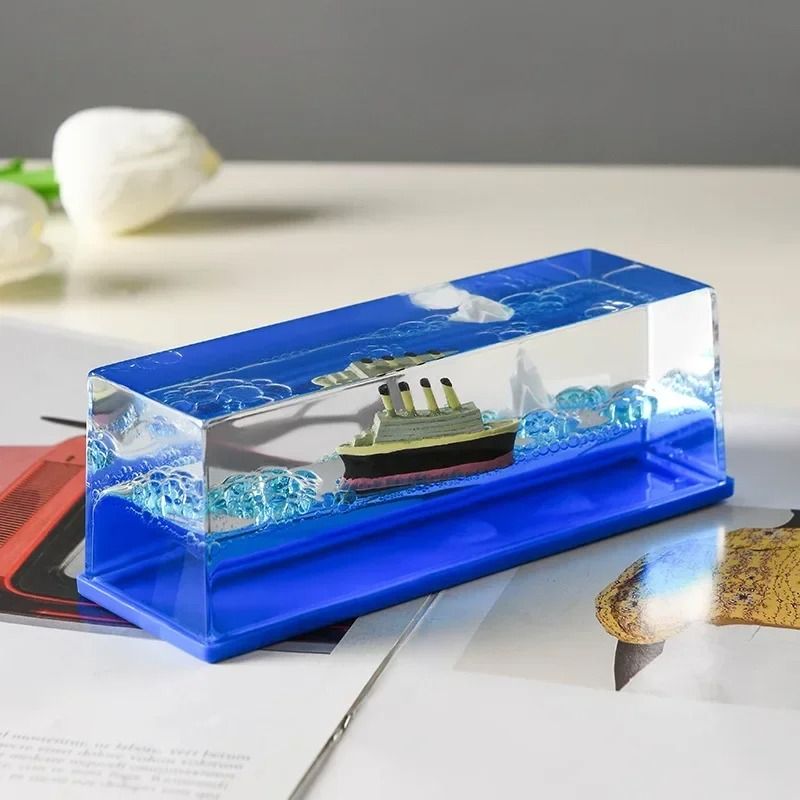 Floating Titanic and Black Pearl Ship Liquid Drift Bottle Desk and Home Decoration