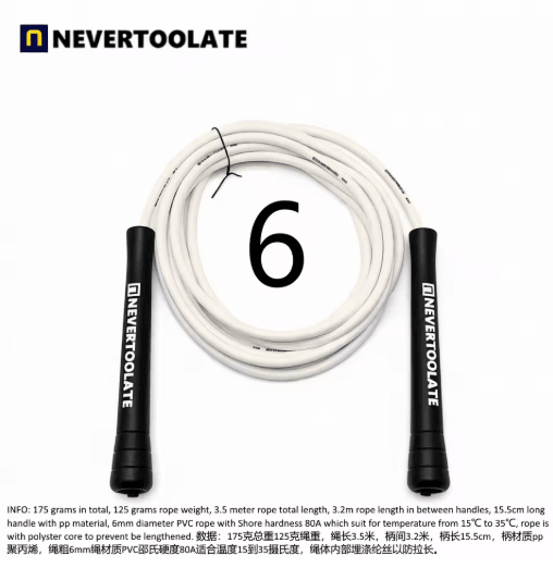 NeverTooLate PVC Fitness Skip Rope – Strong PVC skip rope with Long Handles