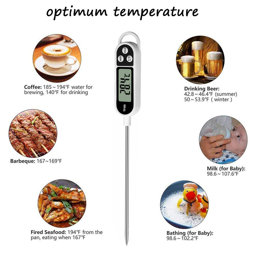 Food Thermometer for Meat Cooking, Digital Kitchen Probe for BBQ and Oven