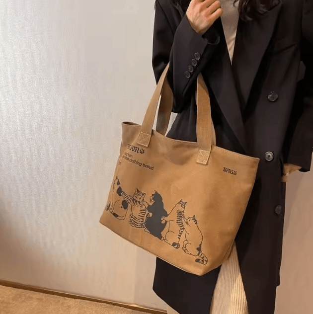 Womens Canvas Tote Bag Spacious Durable Shoulder Handbag with Zipper Closure
