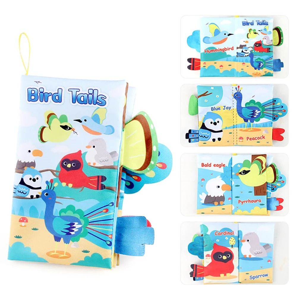 Educational Cartoon Animal Tail Baby Cloth Book