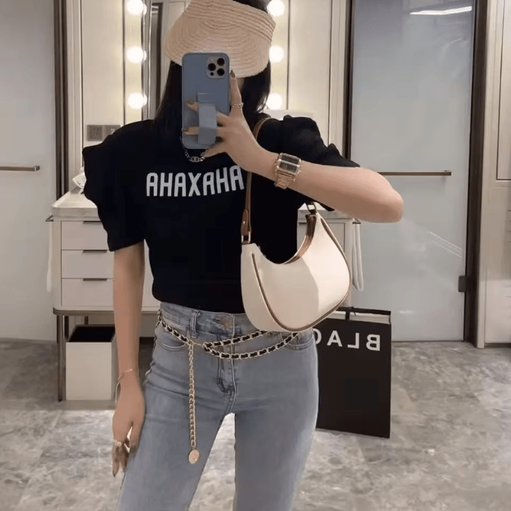 Fashionable Underarm Womens Shoulder Bag Soft PU Leather Trendy Square Handbag