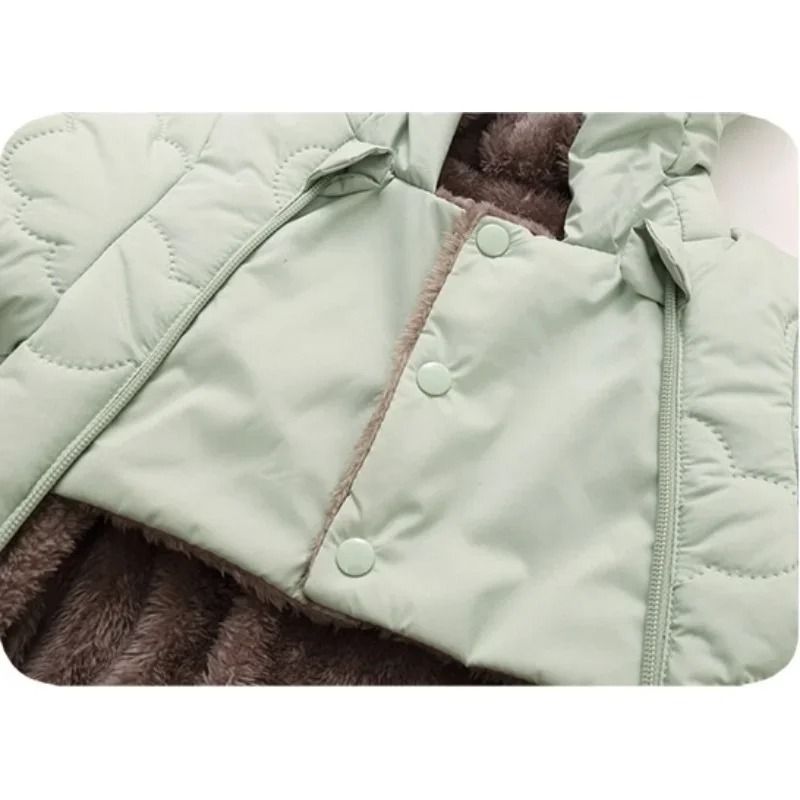Thickened Fleece-Lined Bear Romper Snowsuit
