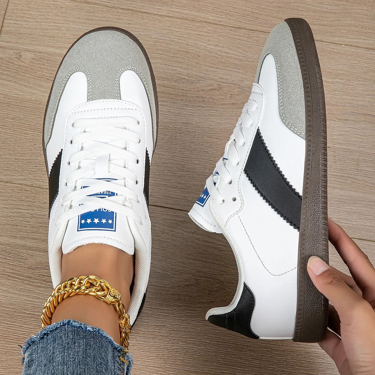 Women Casual Lace Up Non Slip Lightweight Round Toe Sneakers