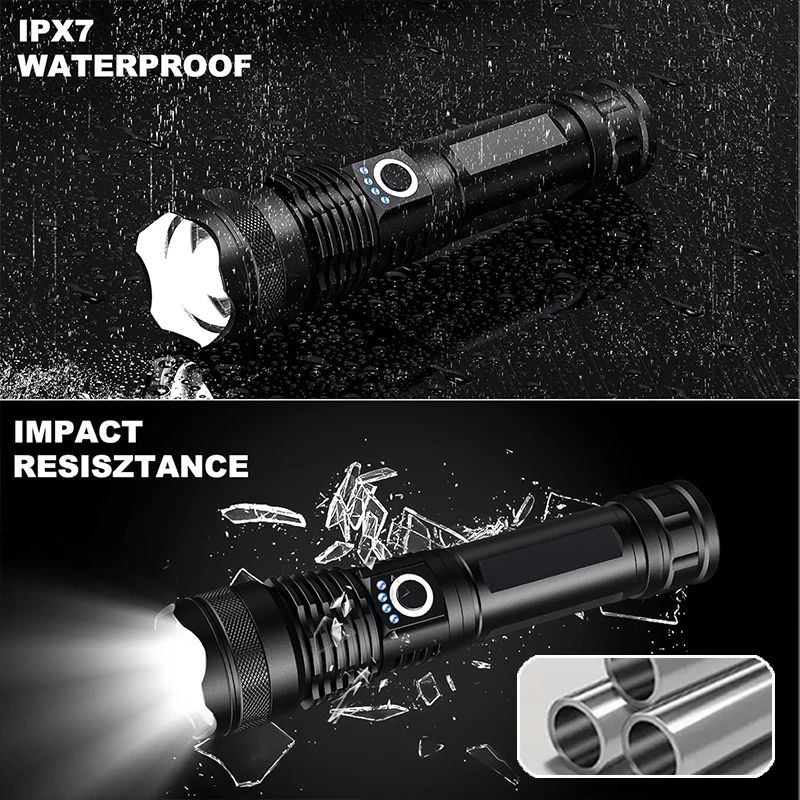 High Power Rechargeable LED Tactical Flashlight with Zoom