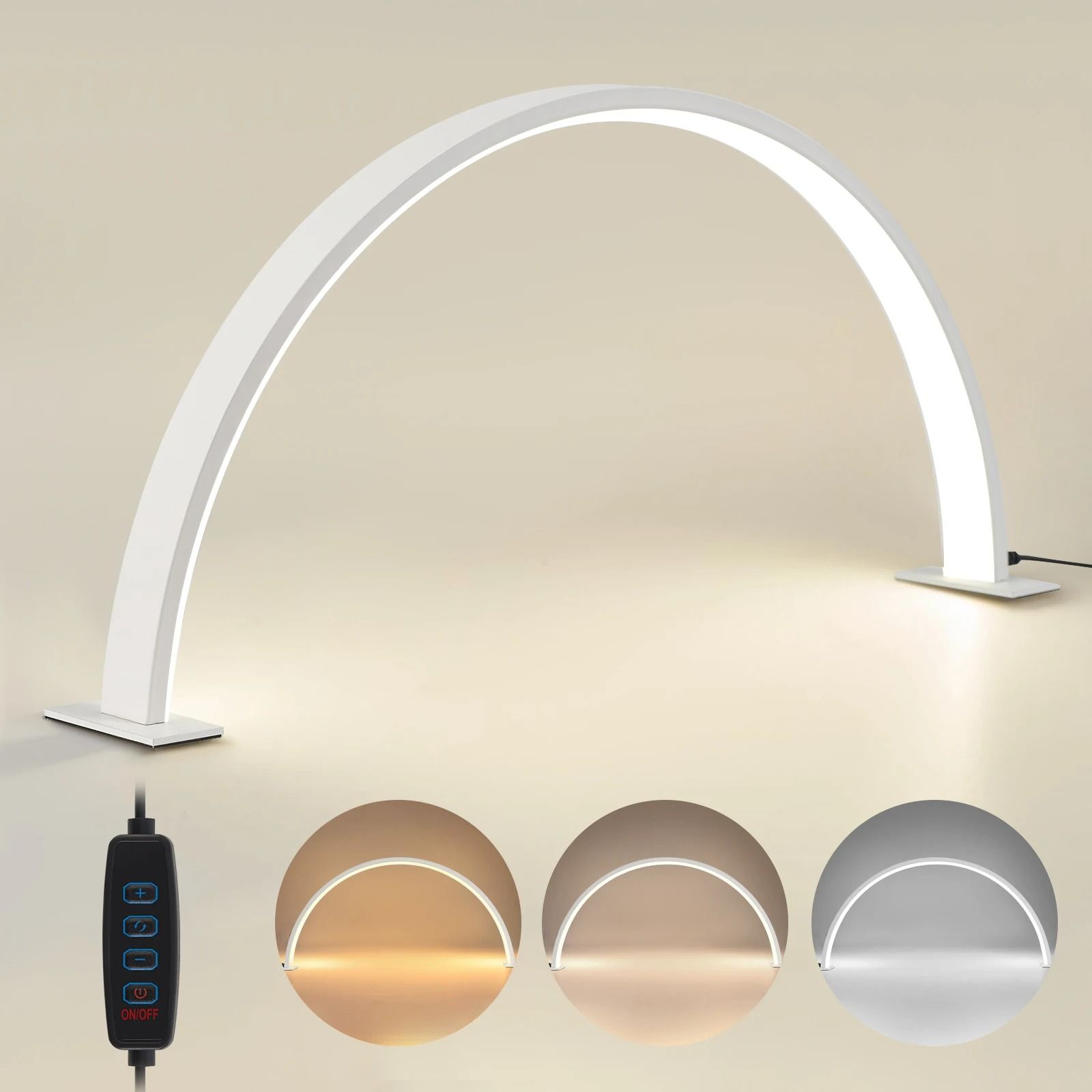 Portable LED Half-Moon Nail Light | Professional Beauty Salon Work Lamp with 10-Level Dimming & 3 Color Tones