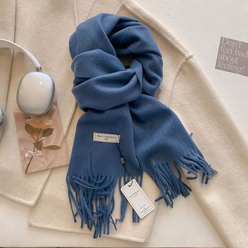 Luxury Winter Wool Blend Pashmina Scarf – Thick Cashmere-Feel Women's Shawl & Wrap 2024