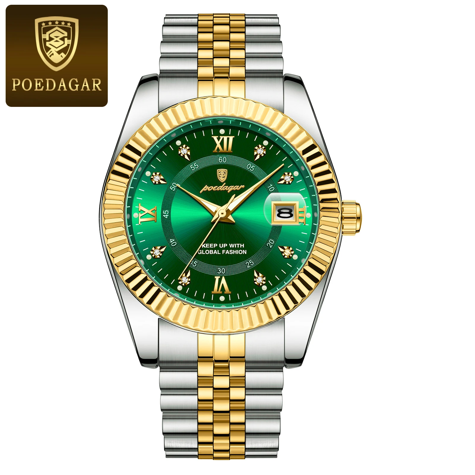 Waterproof Luxury Men's Quartz Watch, Military Date Wristwatch, Stainless Steel Fashion Watch