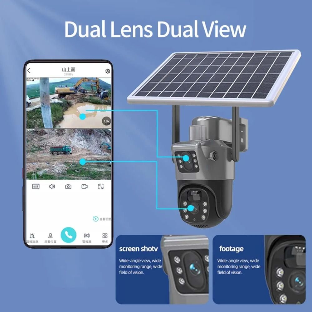 8MP 4K WiFi Dual Lens Solar Security Camera