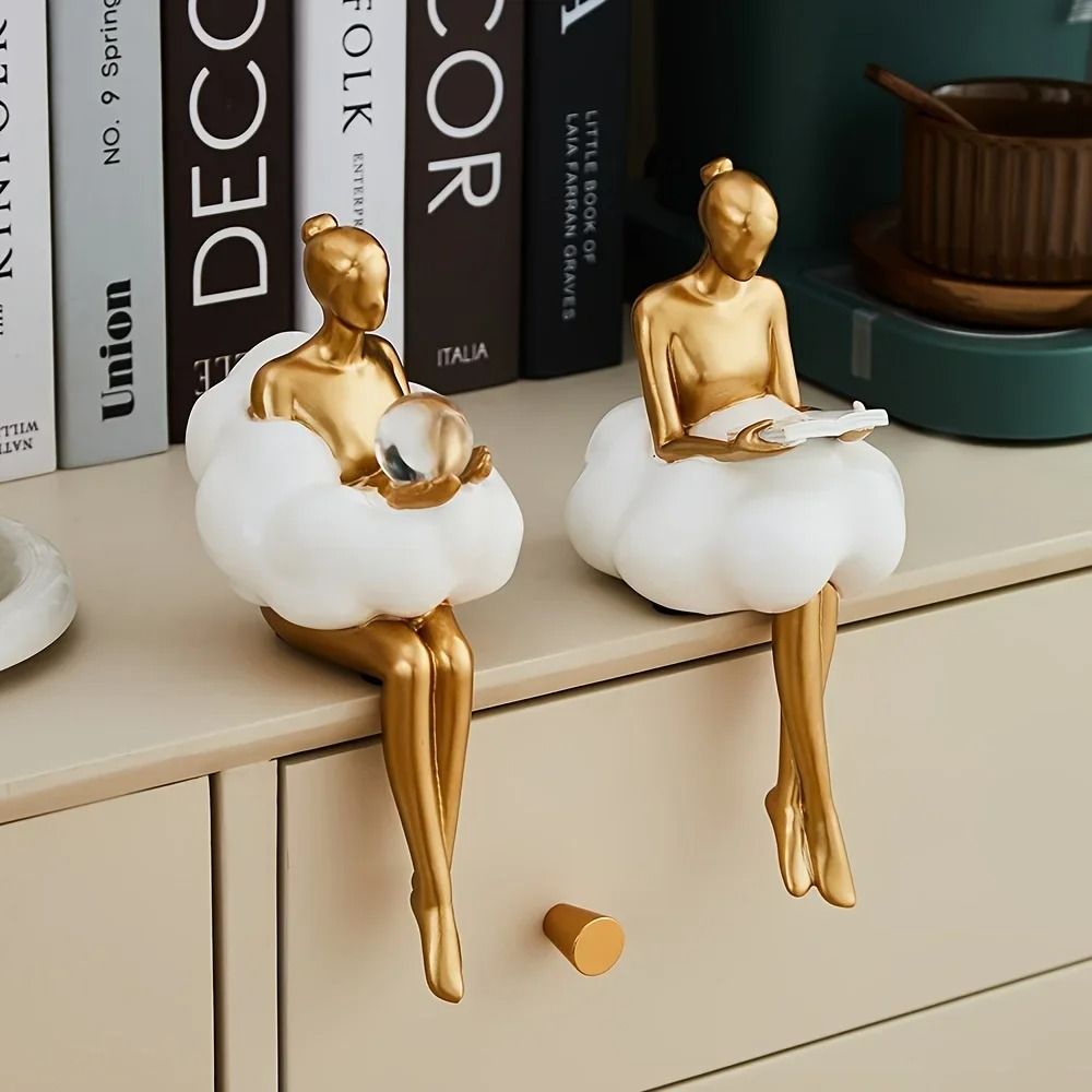 Cloud Girl Sculpture Abstract Art Figurine Modern Luxury Table Decor