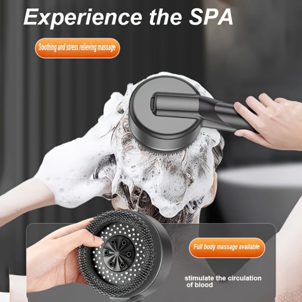 High Pressure Shower Head with Self-Cleaning Silicone Brush & 4 Spray Modes