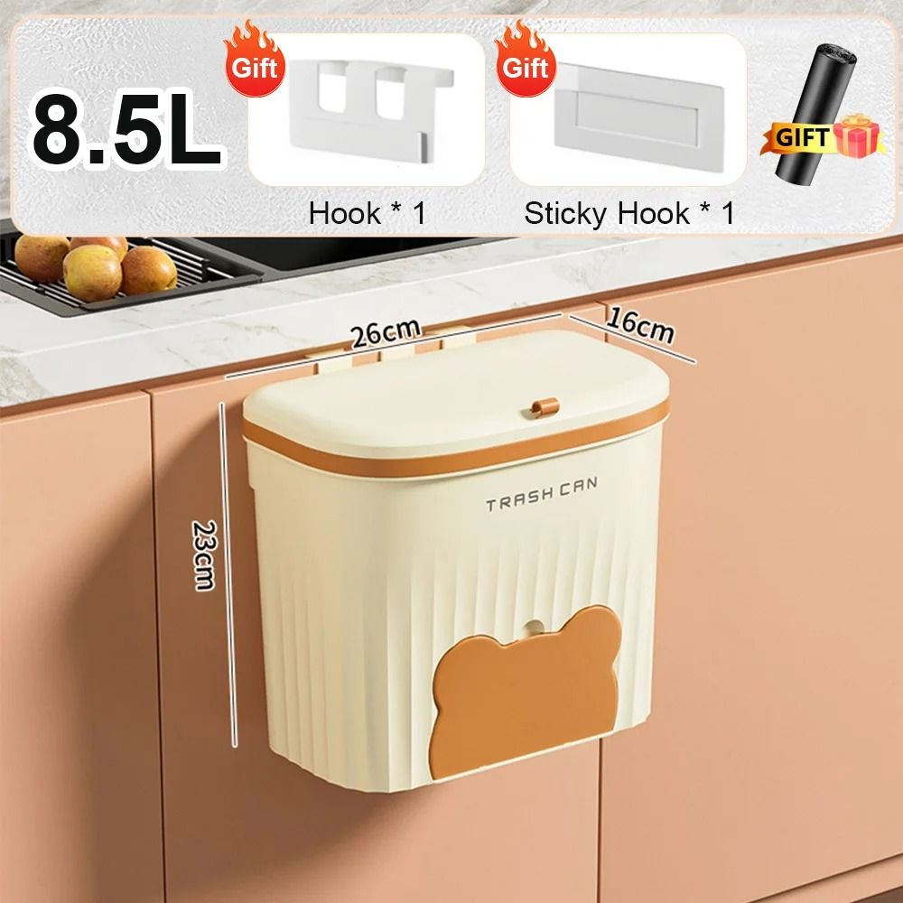 Wall Mounted Kitchen Trash Can with Lid