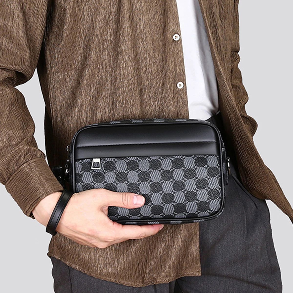 PU Leather Mens Waist Crossbody Bag