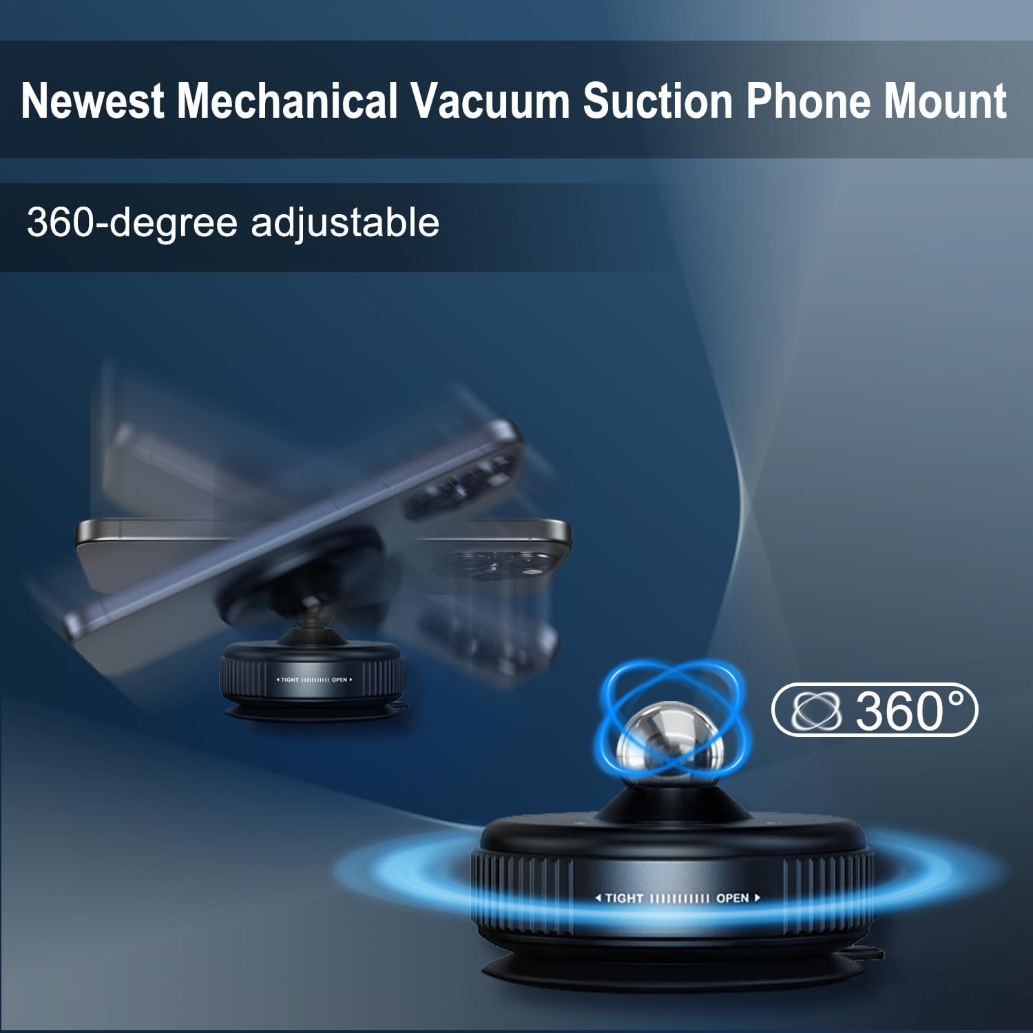 Xiaomi 360° Magnetic Car Phone Holder – Vacuum Suction Mount for Dashboard, Windshield & Desktop Use
