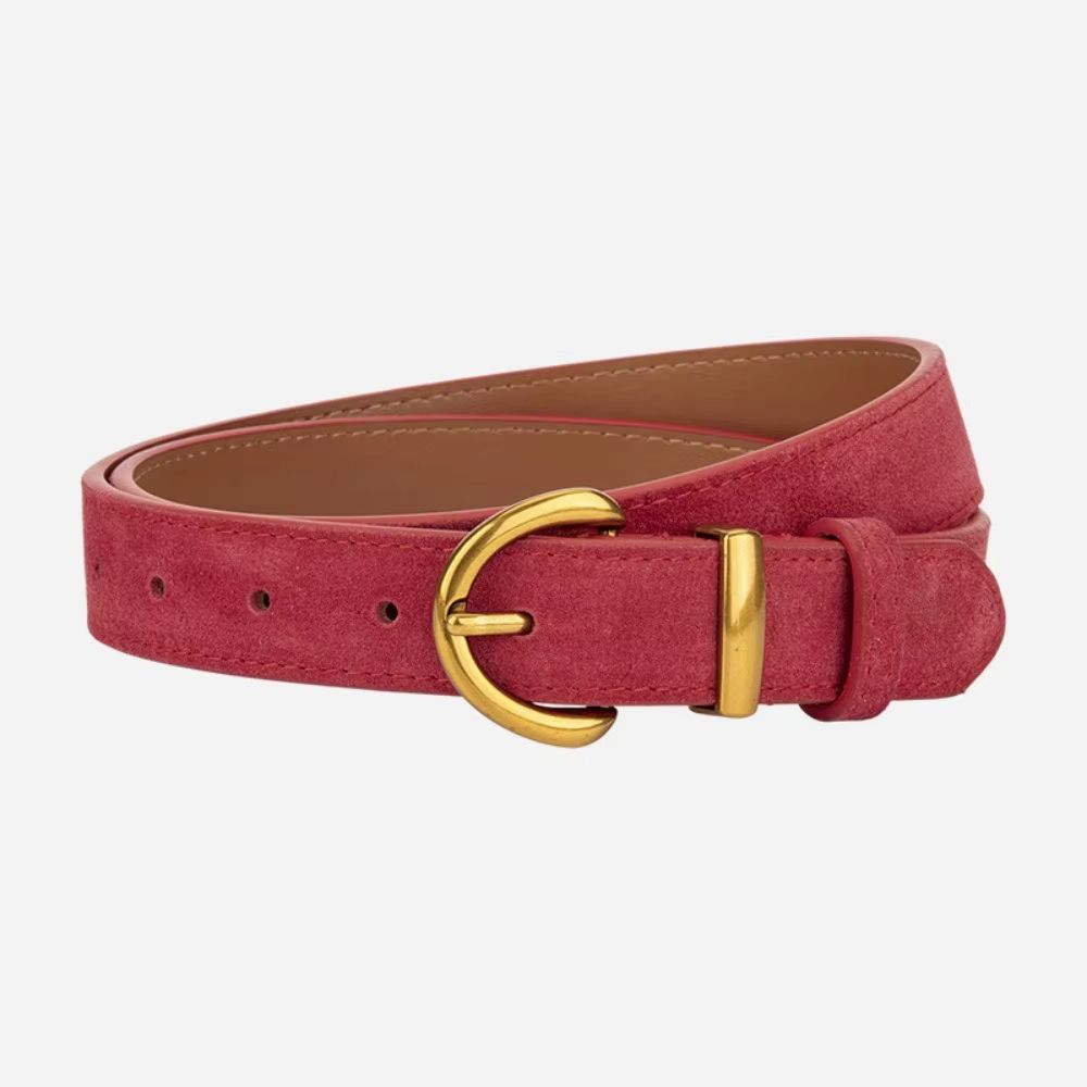Genuine Leather Suede Women's Belt with Alloy Pin Buckle Retro Luxury Design