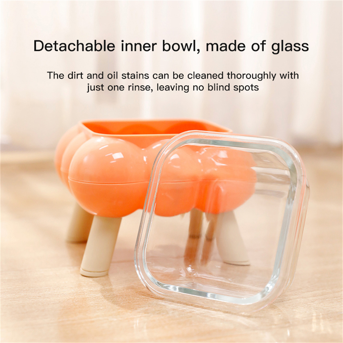 Elevated Cat Feeding Bowl Glass, High-Legged, Easy to Clean
