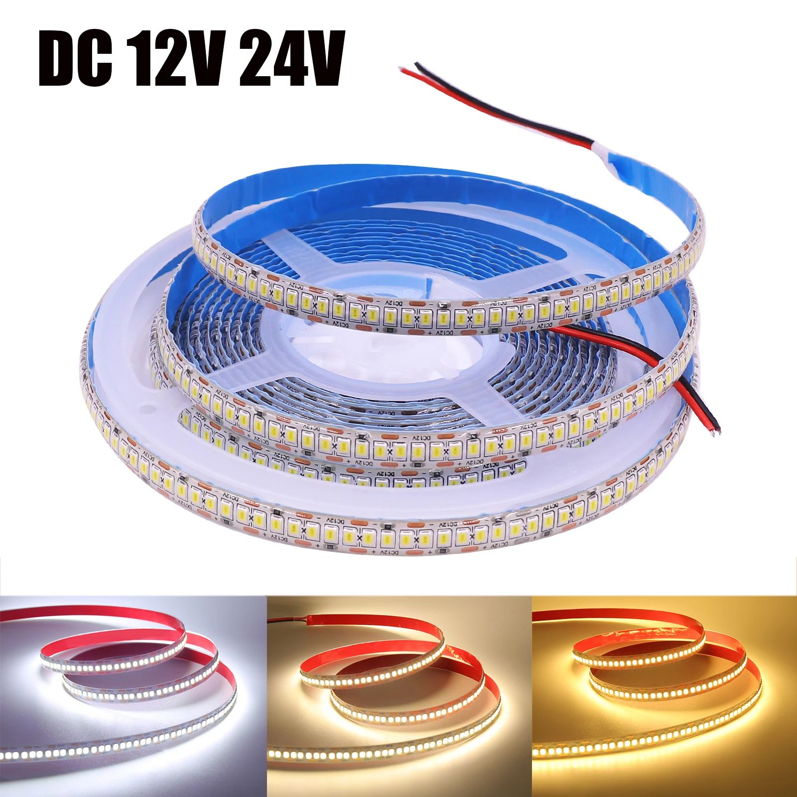 UltraFlex 5m Warm White LED Strip Lights – Waterproof 12V/24V SMD 2835 High-Brightness Ribbon