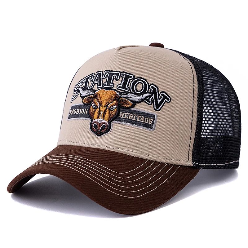 Bulls Head Mesh Trucker Hat – Adjustable Snapback Summer Baseball Cap