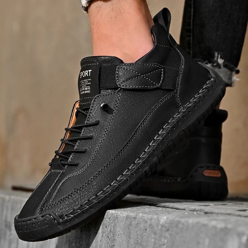 Handmade Leather Men Slip On Loafers Casual Breathable Flats