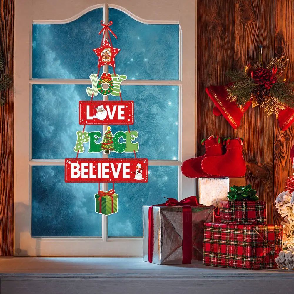 Christmas Door Hanging Paper Banner Santa Snowman Car Decor
