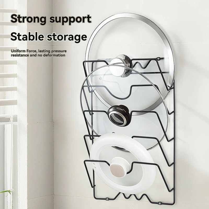 Wall Mounted Pot Lid Rack Five Layer Kitchen Organizer