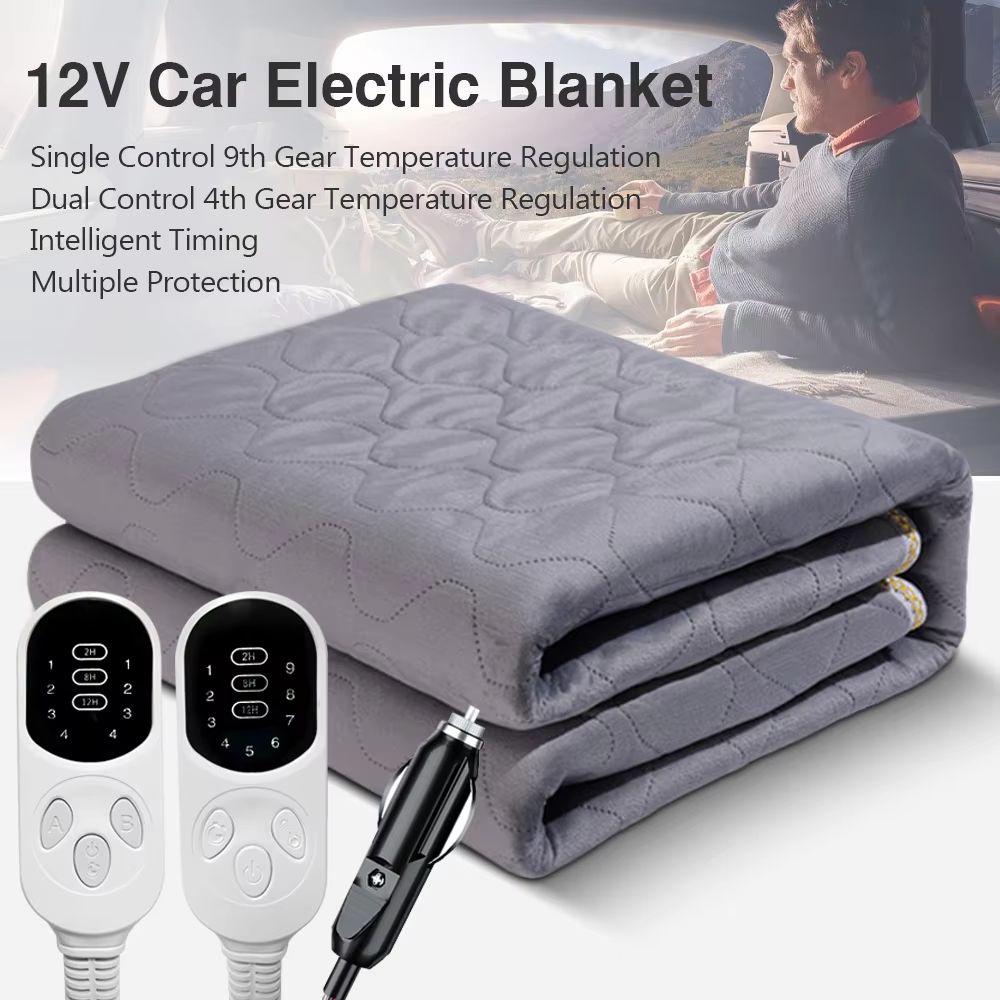 12V Electric Heated Car Blanket Plush Heated Mattress With Thermostat for RV SUV Travel