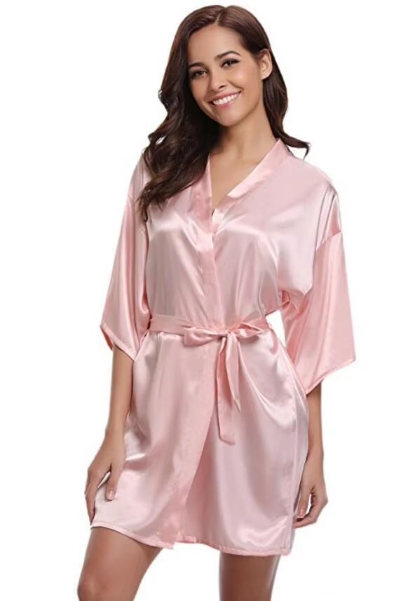 Silk Satin Kimono Robe for Women Navy Blue Bridesmaid & Dressing Gown