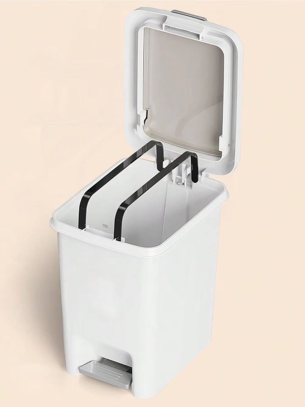 Plastic Foot Pedal Trash Can – Hands-Free Bathroom & Kitchen Waste Bin