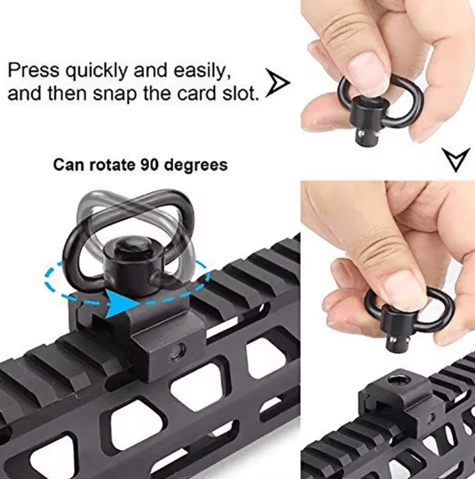 TactiLock 1.25 Inch QD Sling Swivel Mount Heavy Duty Push Button Quick Detach 360 Rotatable Two Point Sling Adapter