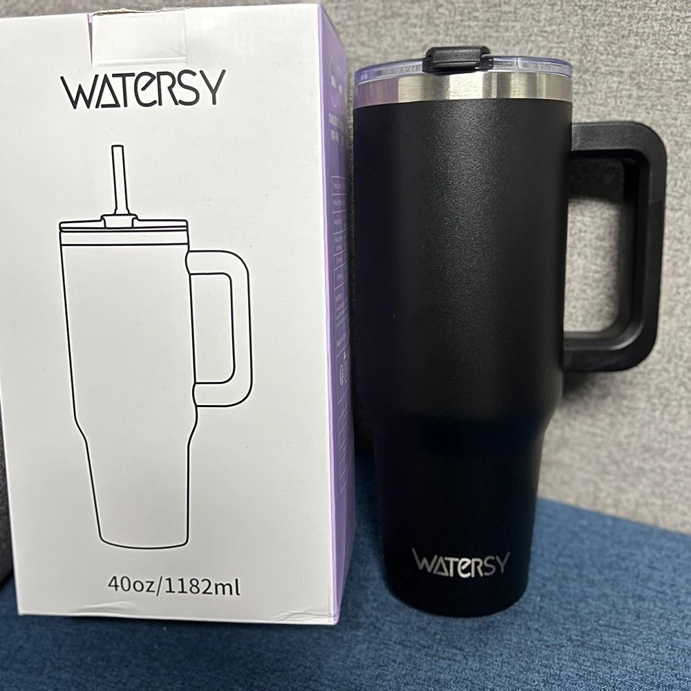 Insulated Stainless Steel Tumbler with Handle and Straw, Large Capacity