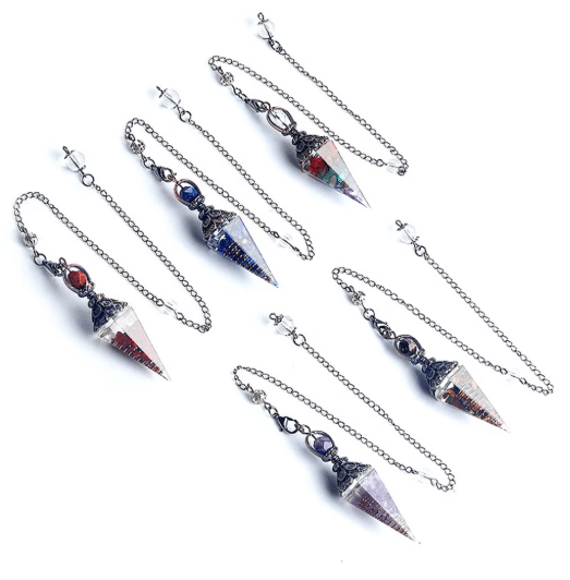 HarmonyStone Crystal Pendulum Necklace – Natural Chakra Crystal Pendant Hexagonal Cone