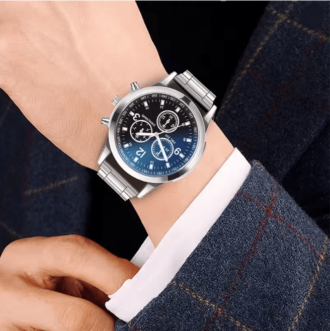 Mens Business Quartz Watch Steel Band Classic Style