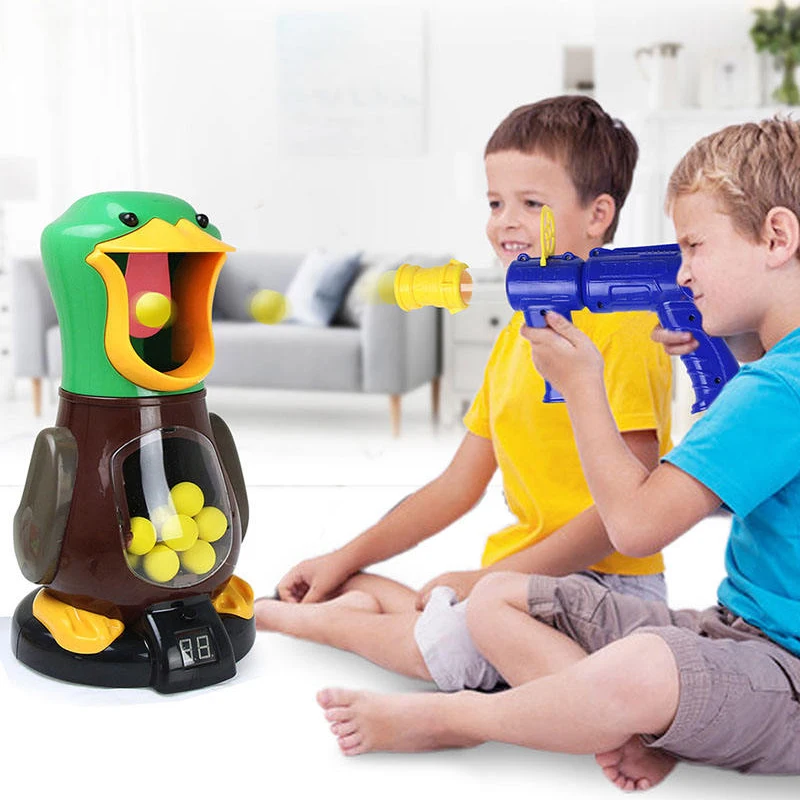 Hungry Duck Foam Balls Electronic Target Practice Toys Air-powered Shooting Duck Battle Game with Light Sound