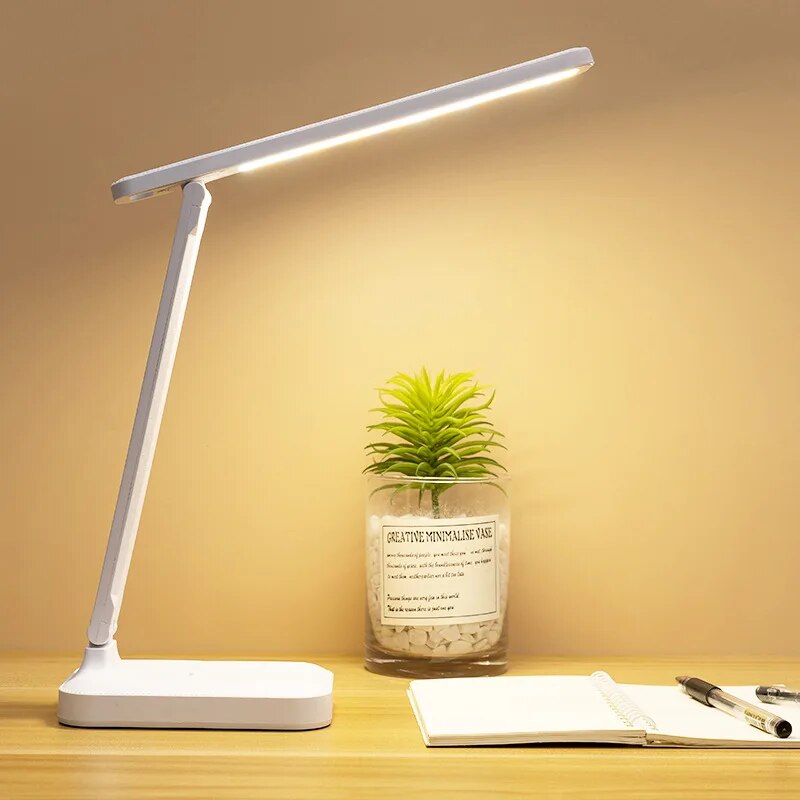 Adjustable Bedside Night Light LED Foldable Desk Lamp with Stepless Dimming Touch Controls Eye-Care Reading Light