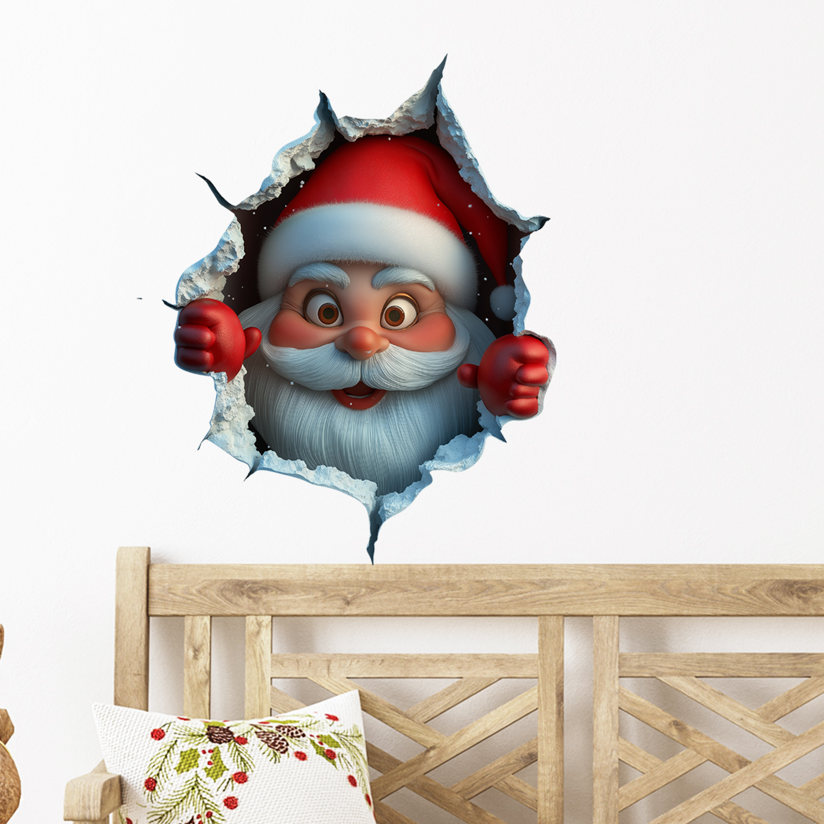 Santa Claus Self-Adhesive Wall Decals, Christmas Home Decor Stickers for Holiday Party Decor