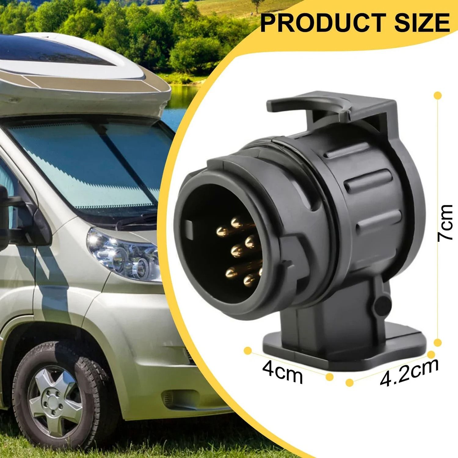 Trailer Adapter Plug to Convert 13 Pin Vehicle Socket to 7 Pin Trailer Connection