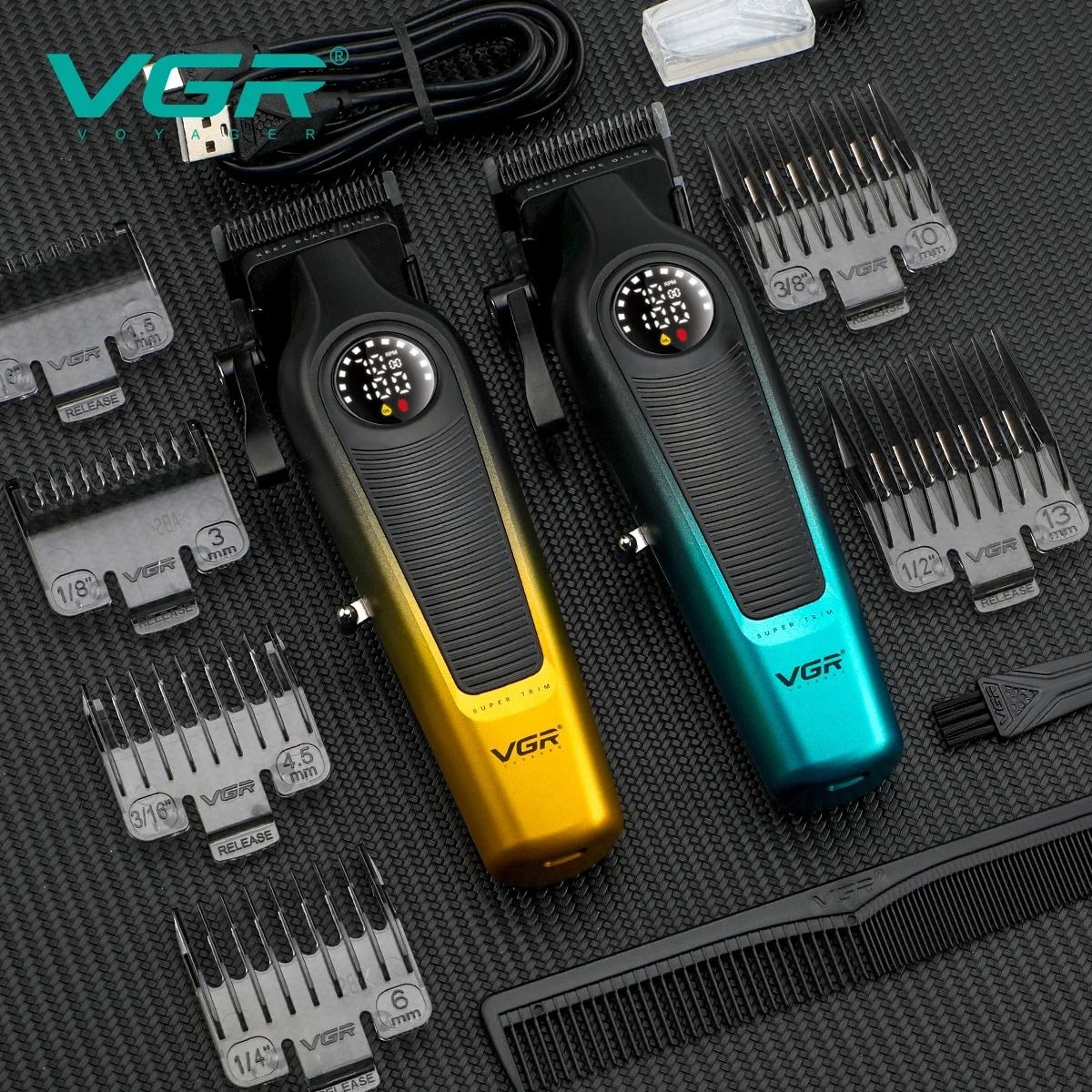 Professional Cordless Hair Clipper with Ceramic Blade and LED Display