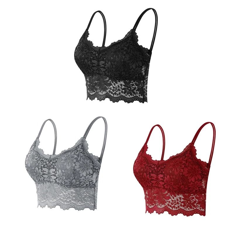Elegance 3 Pack Lace Bralette Wireless Seamless Lingerie Top