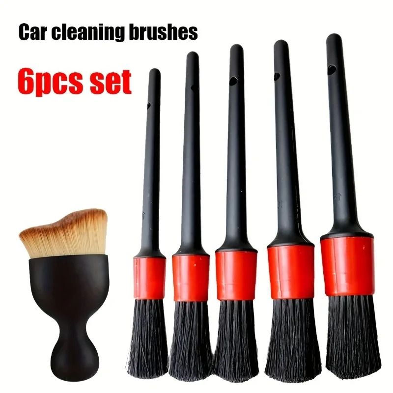 6-Piece Premium Fiber Car Detailing Brush Set