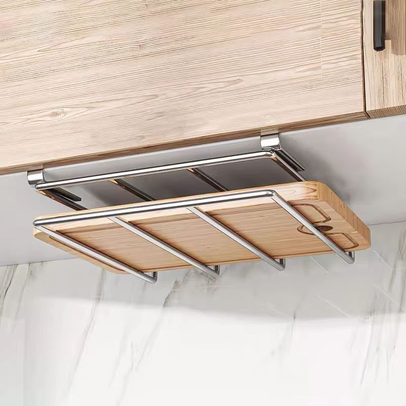 Stainless Steel Under Cabinet Cutting Board & Pot Lid Organizer Rack