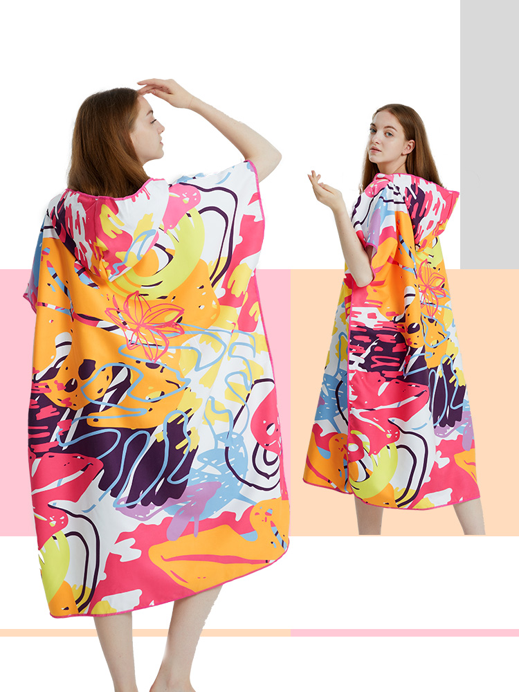 Quick Dry Surf Poncho Towel Hoodie Microfiber Beach Changing Robe for Adults