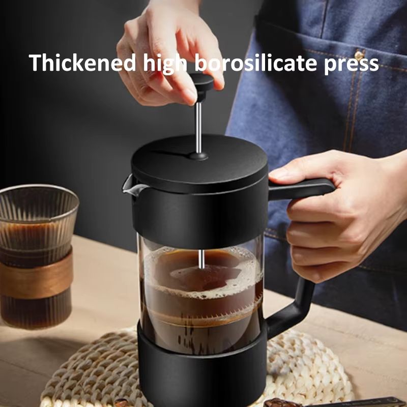 Borosilicate Glass French Press Coffee Maker – Durable Hand Brew Pot in 350ML / 600ML / 1000ML Sizes