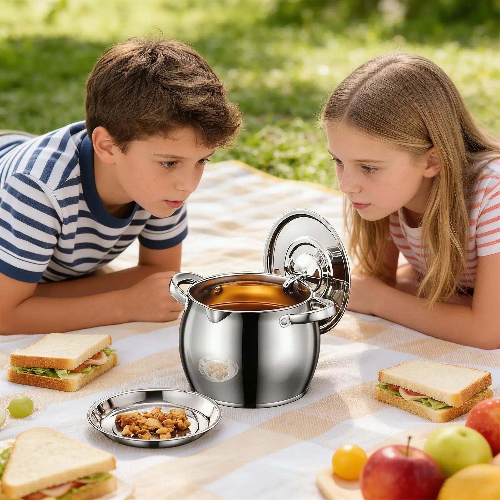 Stainless Steel Grease Container with Strainer Lid