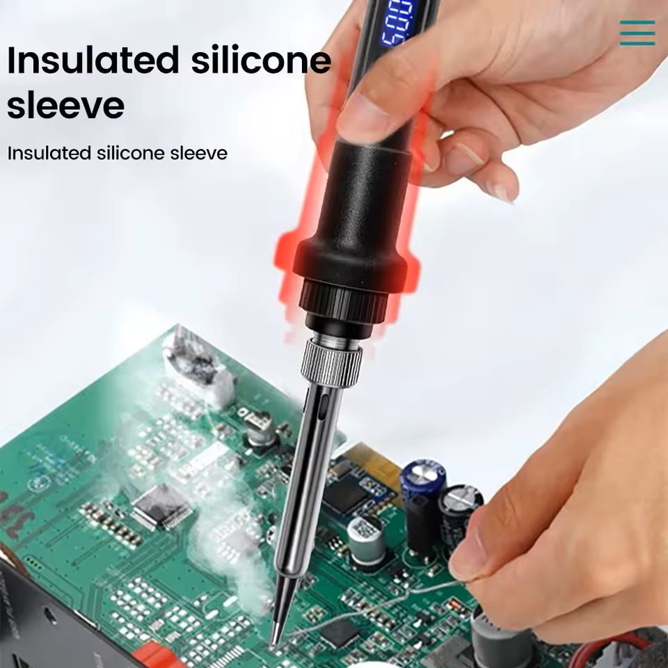 Electric Soldering Iron Kit with LCD Display Adjustable Temperature 16 Piece Set