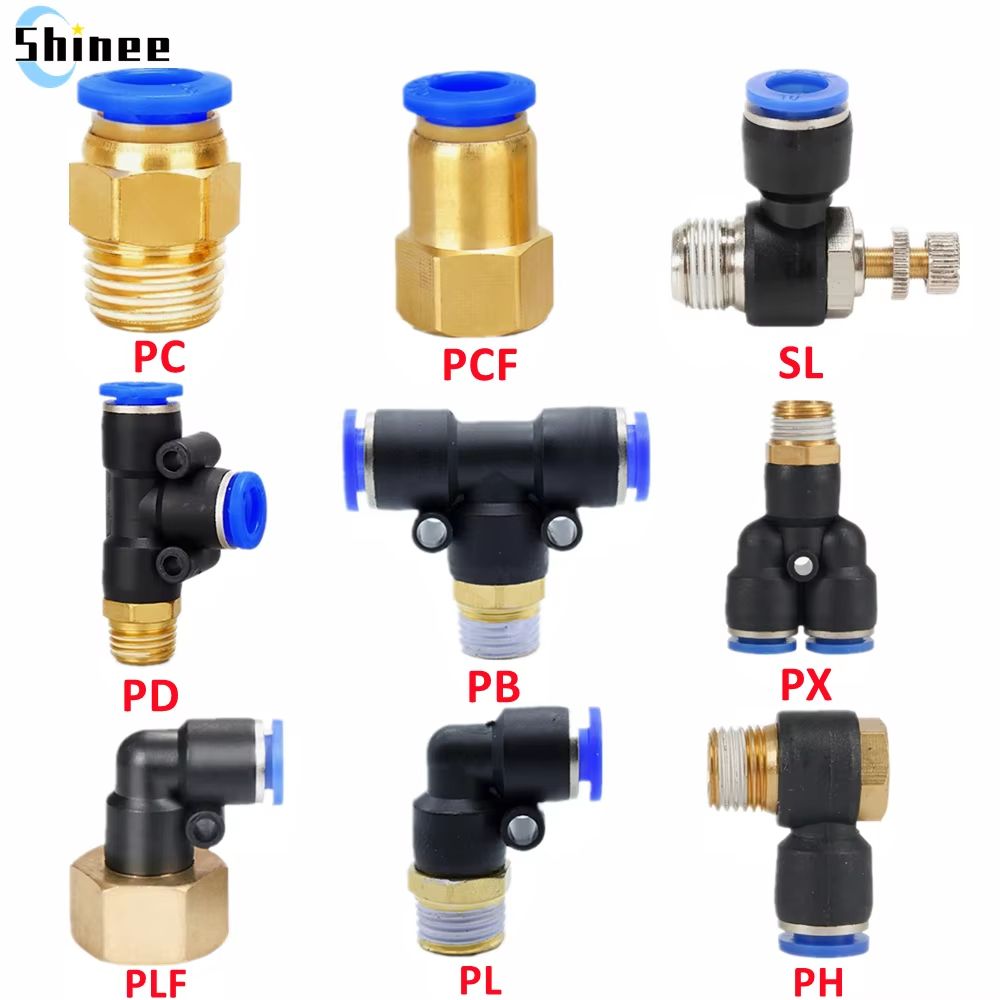 QuickFit Pneumatic Air Connector – PC/PCF/PL/PLF Series (4mm/6mm/8mm Tube 1/8inch-1/2inch Thread)
