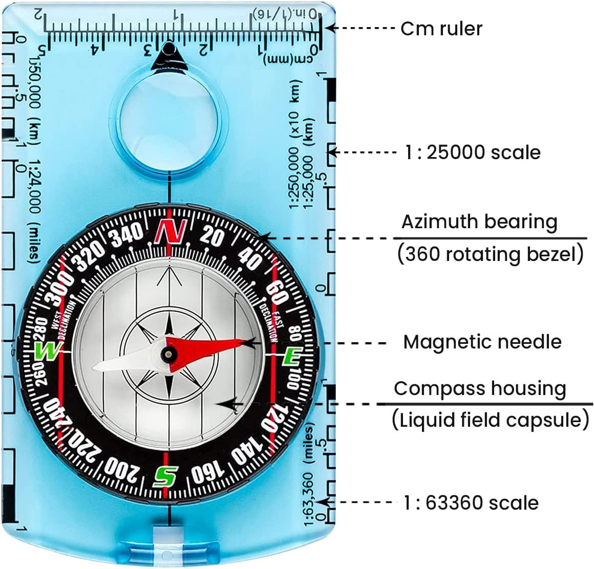 Orienteering Compass for Hiking & Backpacking | Advanced Scout Navigation for Map Reading & Survival