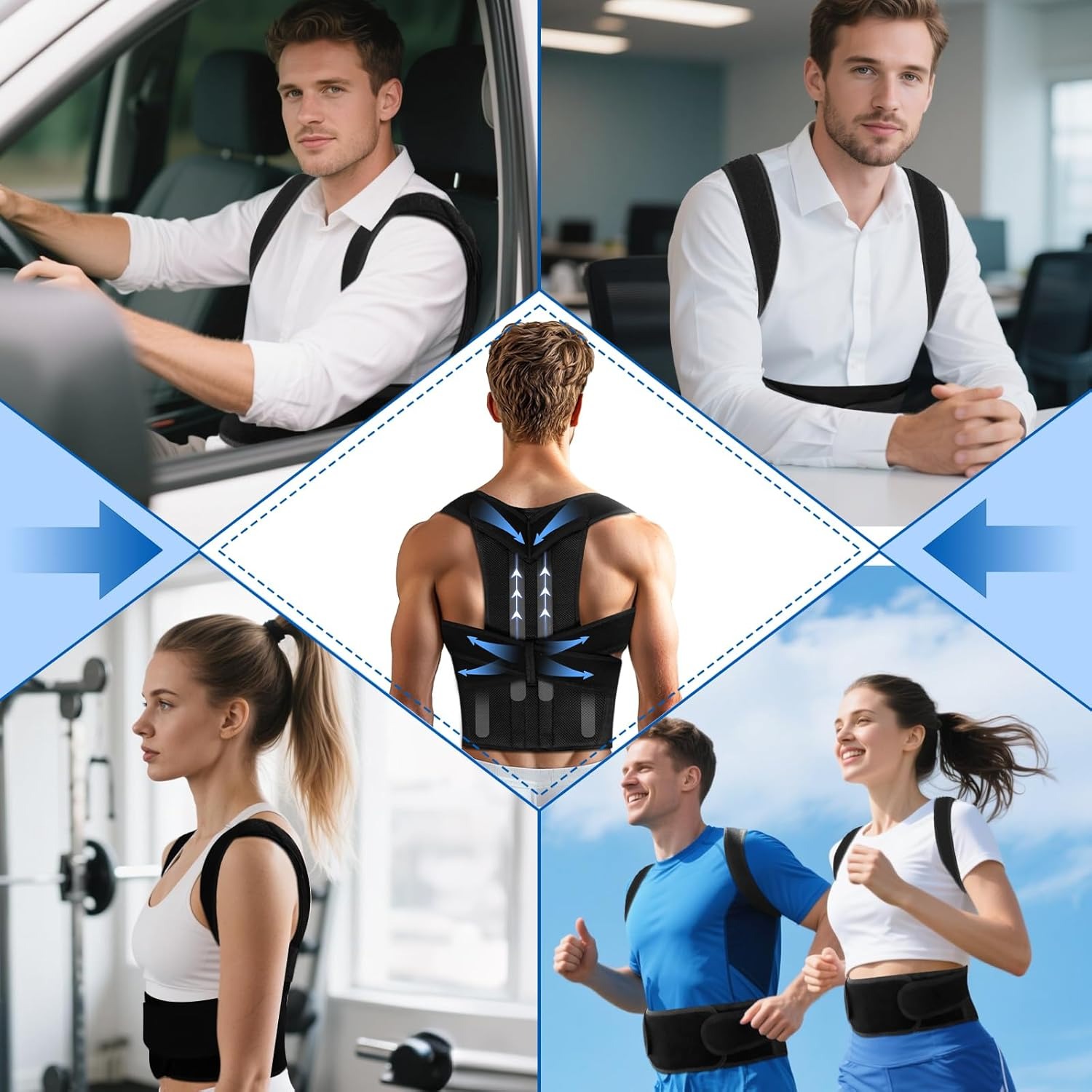 Adjustable Back Brace Posture Corrector for Women & Men Lumbar Support Belt for Scoliosis and Improved Posture