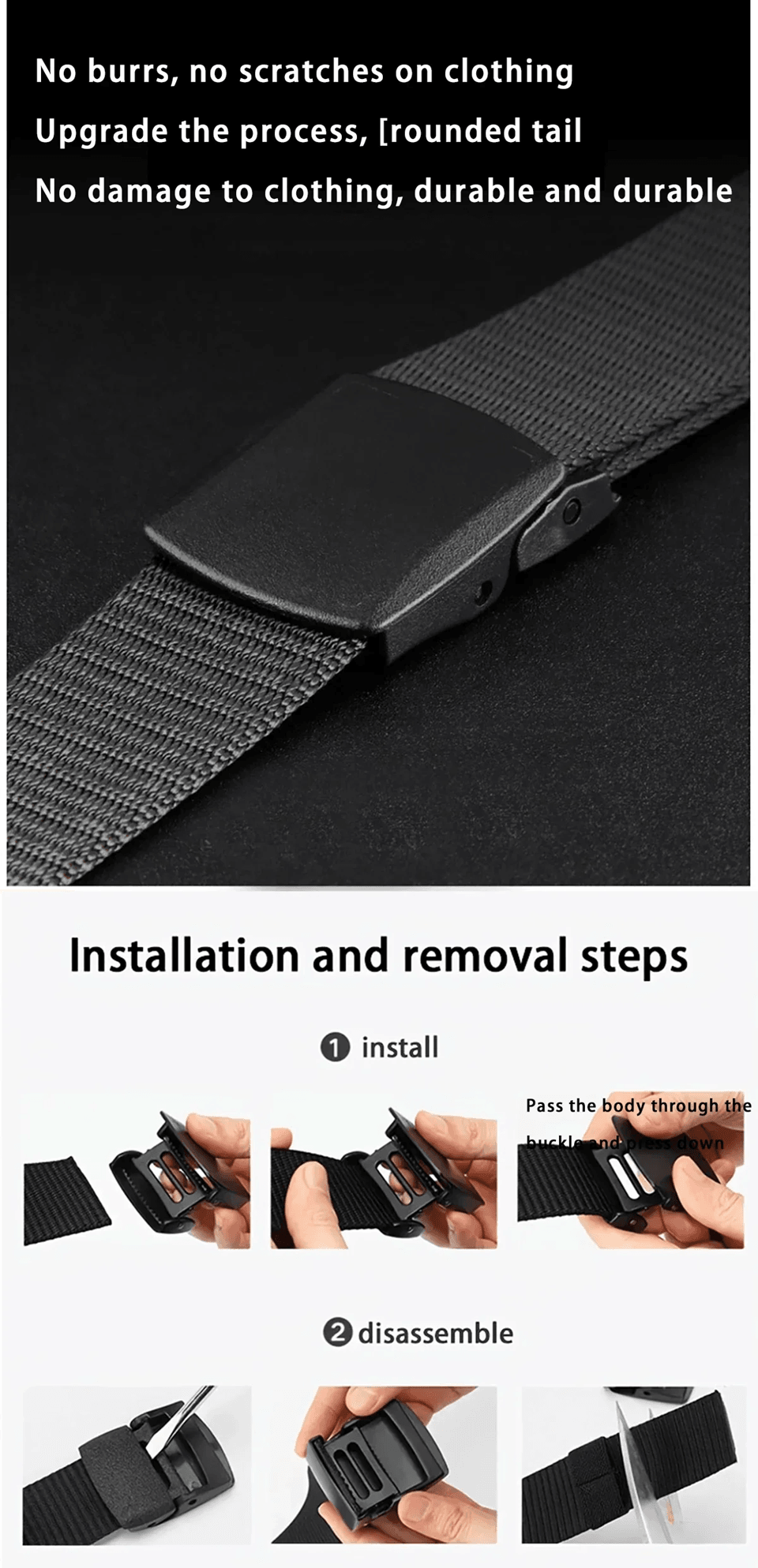 Nylon Tactical Belt Automatic Buckle Lightweight Non Metal Belt
