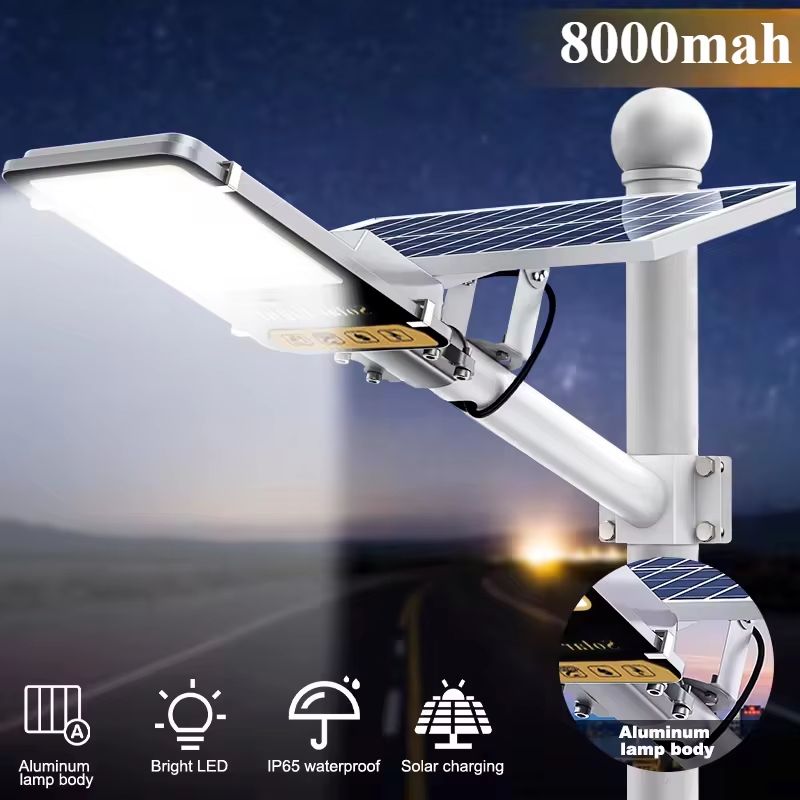 8000mAh High Power Aluminum Solar Street Light – Waterproof Outdoor Garden Wall Lamp for Garage & Terrace